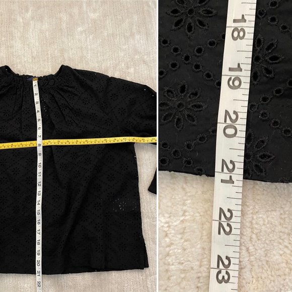 Gap Black Eyelet Cotton Blouse for Women Sz XS New 3/4 Length Sleeve - Picture 11 of 13